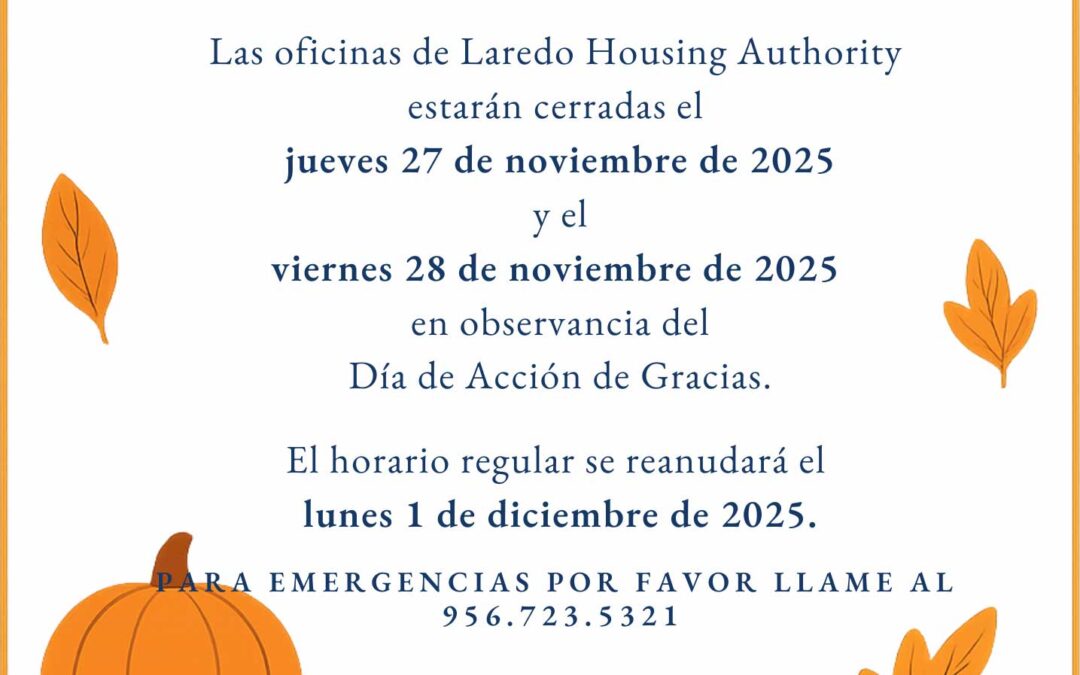 Las oficinas de LHA cerrarán en conmemoración del Día de Acción de Gracias